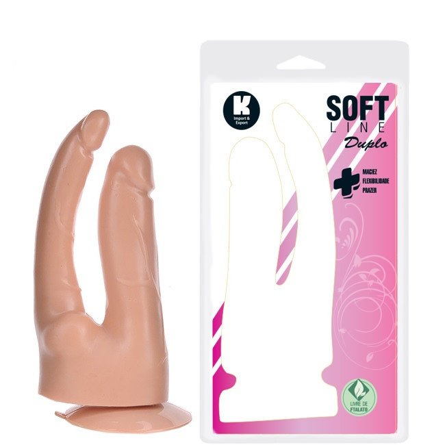Foto do produto Pênis Duplo Soft em Silicone com Ventosa 17cm