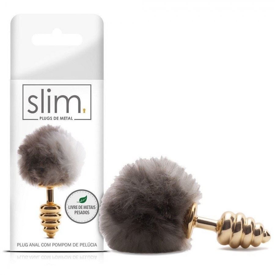 Foto do produto Plug Anal Dourado com Pompom Coelho