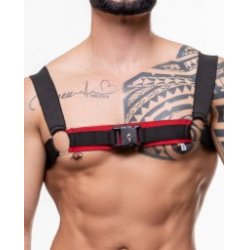 Harness em Elástico Preto com Vermelho