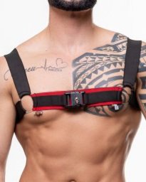 Foto do produto Harness em Elástico Preto com Vermelho