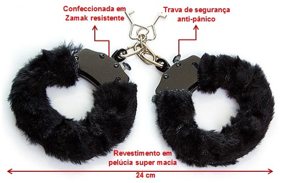 Foto do produto Algema em Metal com Pelúcia Preta