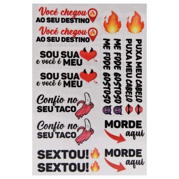 Foto do produto Cartela de Tatuagens Íntimas - Modelo 2
