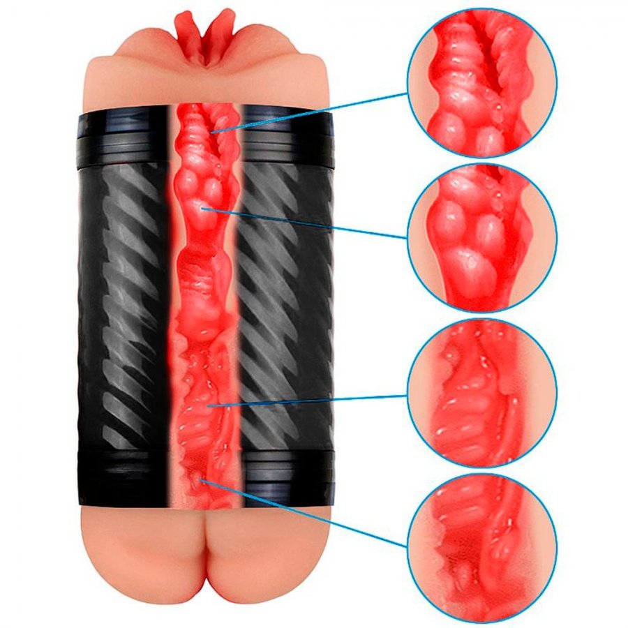 Foto do produto Masturbador Double Vagina e Ânus com Ventosa