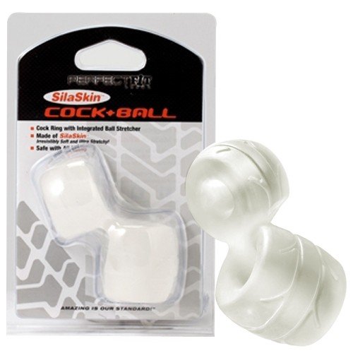 Foto do produto Anel Peniano Duplo Pênis e Escroto - SILASKIN PERFECT COCK & BALL CLEAR