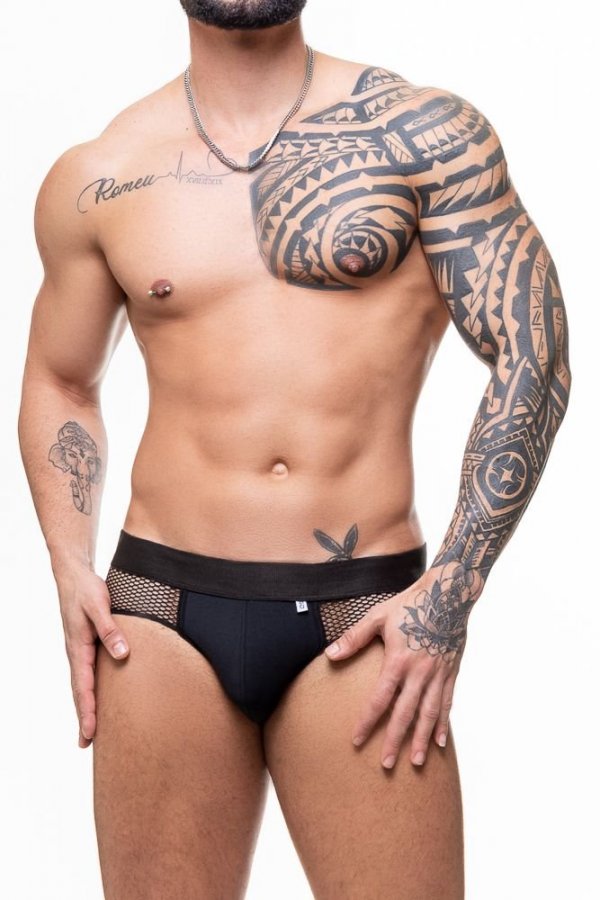 Foto do produto Jockstrap Preta com Arrastão Lateral