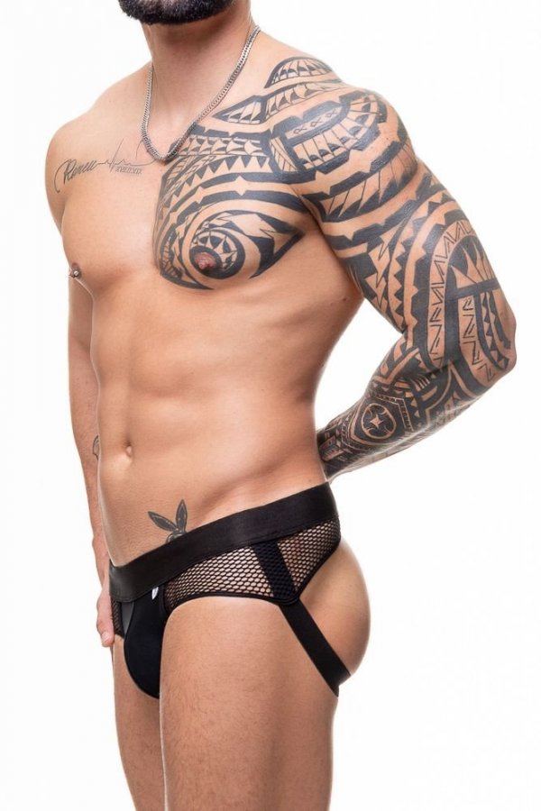 Foto do produto Jockstrap Preta com Arrastão Lateral