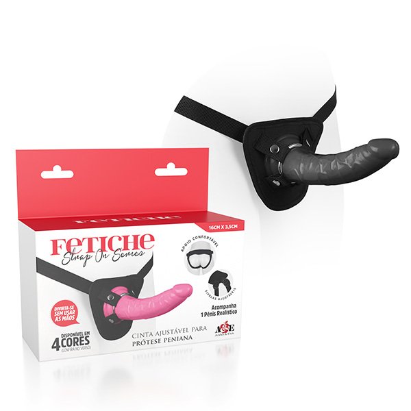 Foto do produto Cinta Ajustável com Pênis Preto - 16 x 3,5cm