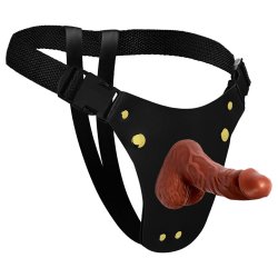Cinta com Pênis Marrom Pequeno com Escroto 14 x 3,5cm