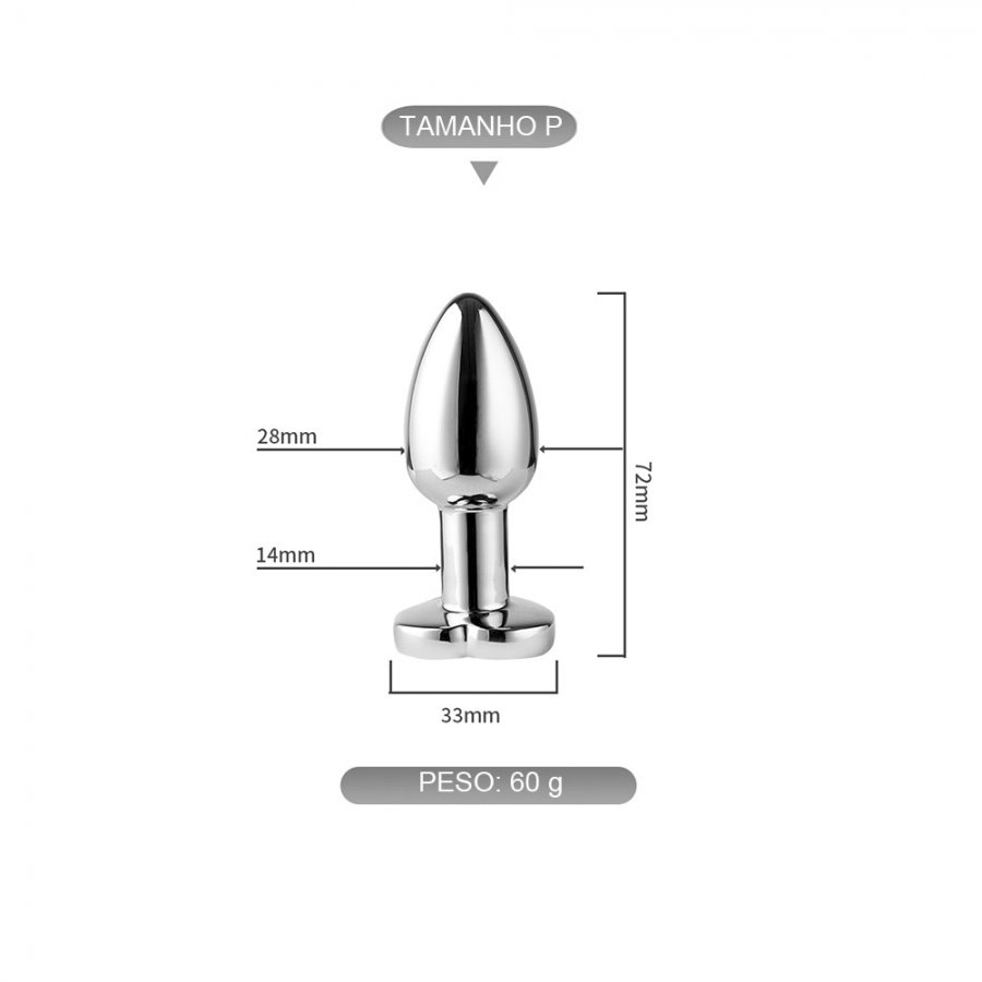 Foto do produto Plug Anal em Metal com LED e 10 Modos de Vibração