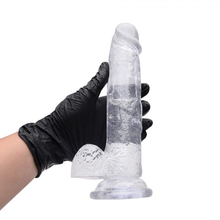 Foto do produto Pênis em Silicone Transparente e Glitter 20 x 4,3cm