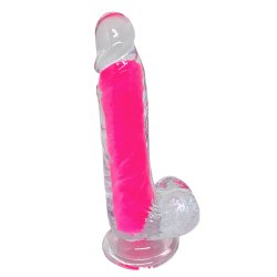 Pênis Transparente com Detalhe Pink - 20x4cm