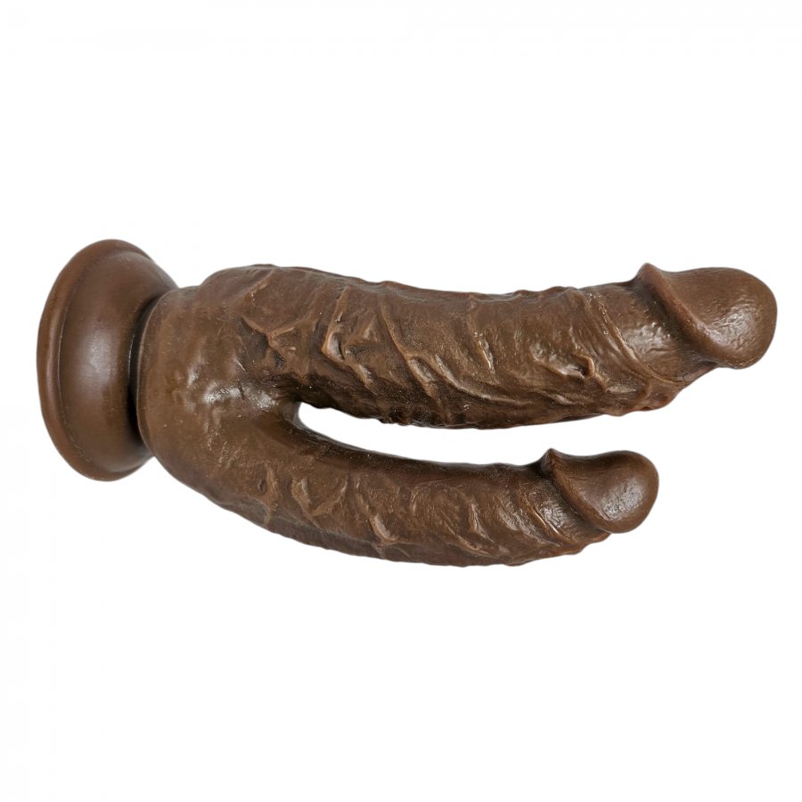 Foto do produto Pênis Duplo com Ventosa 18 x4cm - 15 x 3cm - Marrom