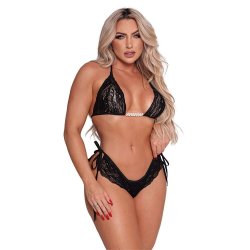 Conjunto Espanhola com Anel de Pérolas (Preto)