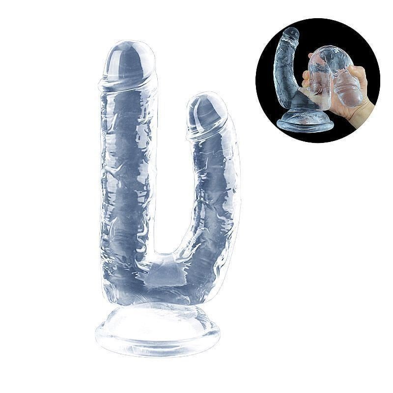 Foto do produto Pênis Dupla Penetração Transparente 20x4cm e 15x3,5cm
