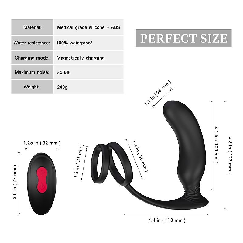 Foto do produto Vibrador de Próstata com Anel Peniano e Controle Remoto