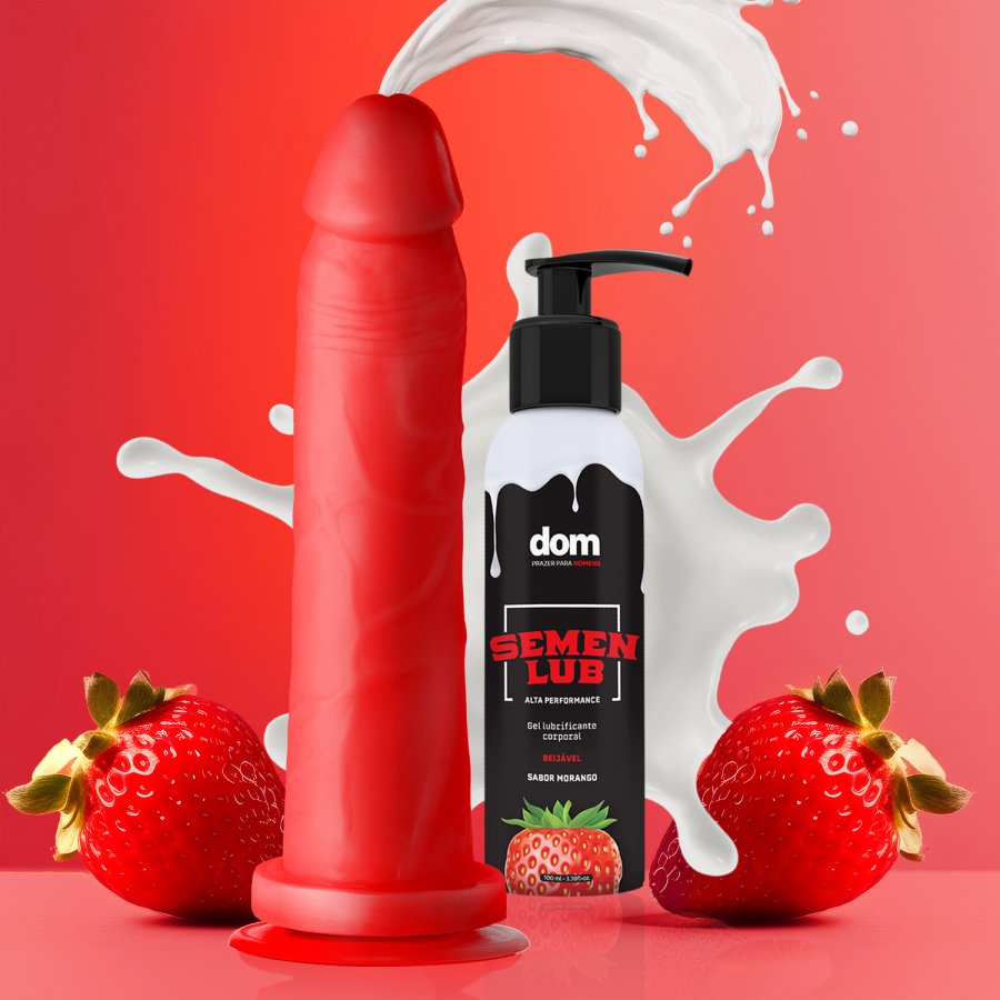 Foto do produto Kit Morango Safado: Prótese que Ejacula + Semen Lub Morango