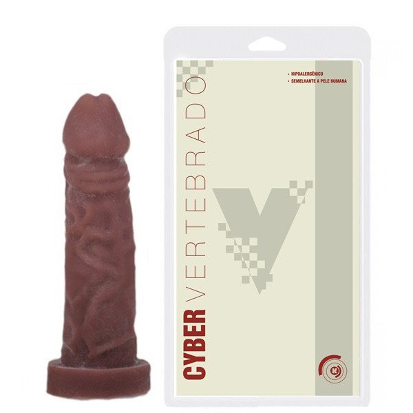 Foto do produto Pênis Realístico Vertebrado em Cyberskin Chocolate 18x4cm