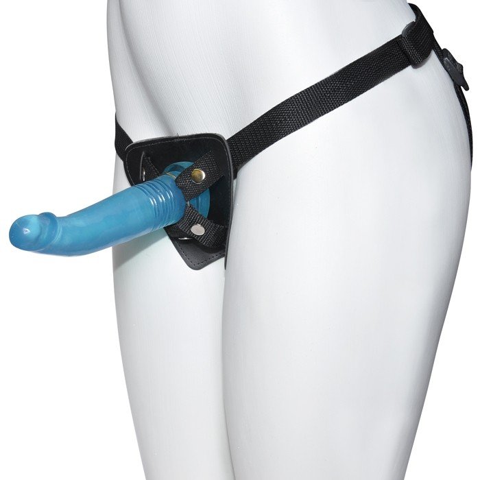 Foto do produto Strap on com Pênis Curvado (Azul) 18x3,5cm