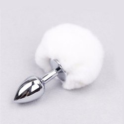Plug Anal em Aço Pompom de Coelho